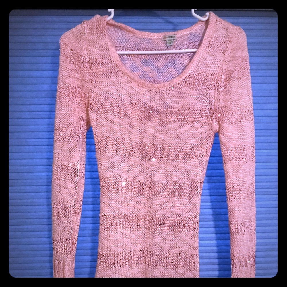 Guess pink sequence sweater